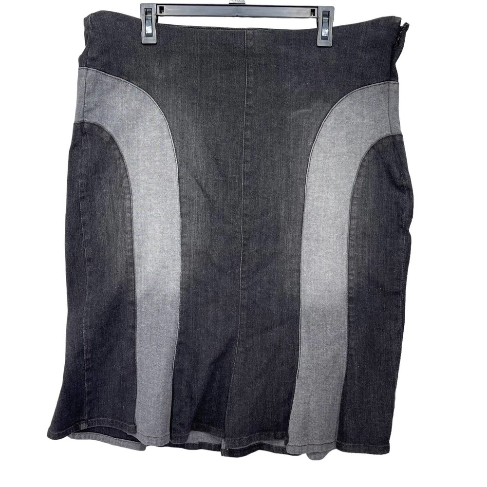 Red Jeans NYC Women's Midi Knee Length Denim Skirt - Black Gray - Size 3XL
